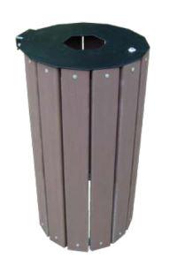 Poubelle parc - 110 litres - acier galvanisé et plastique recyclé - Marron Rustikal_0