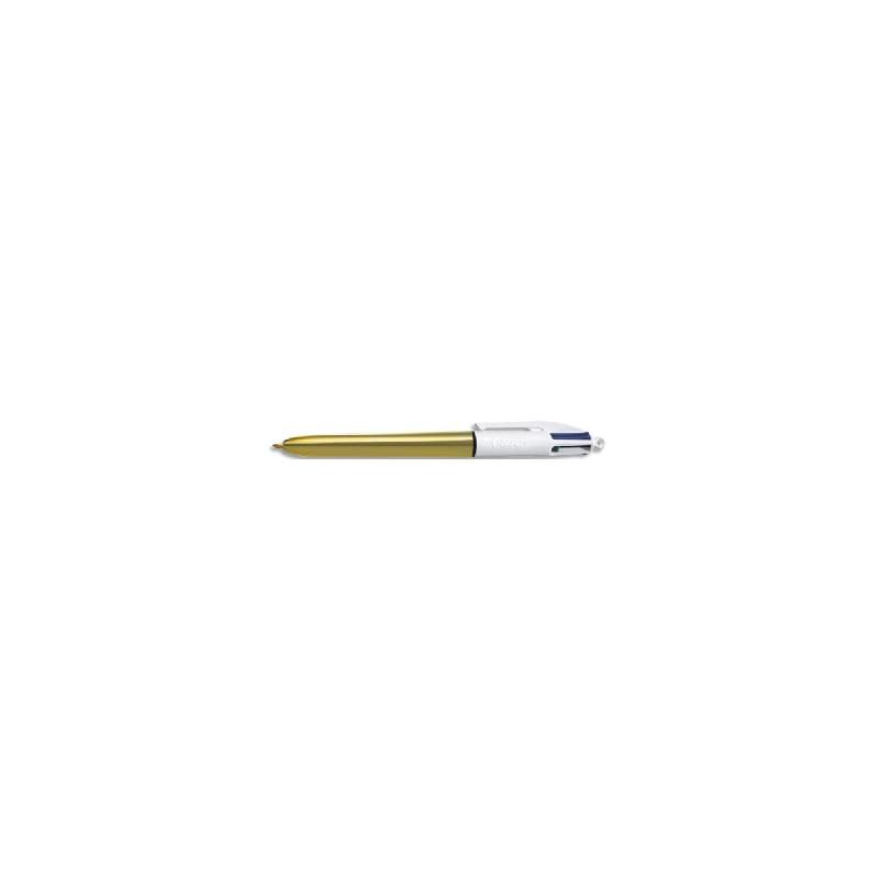 STYLO BIC 4 COULEURS SHINE - CORPS METALLIQUE OR