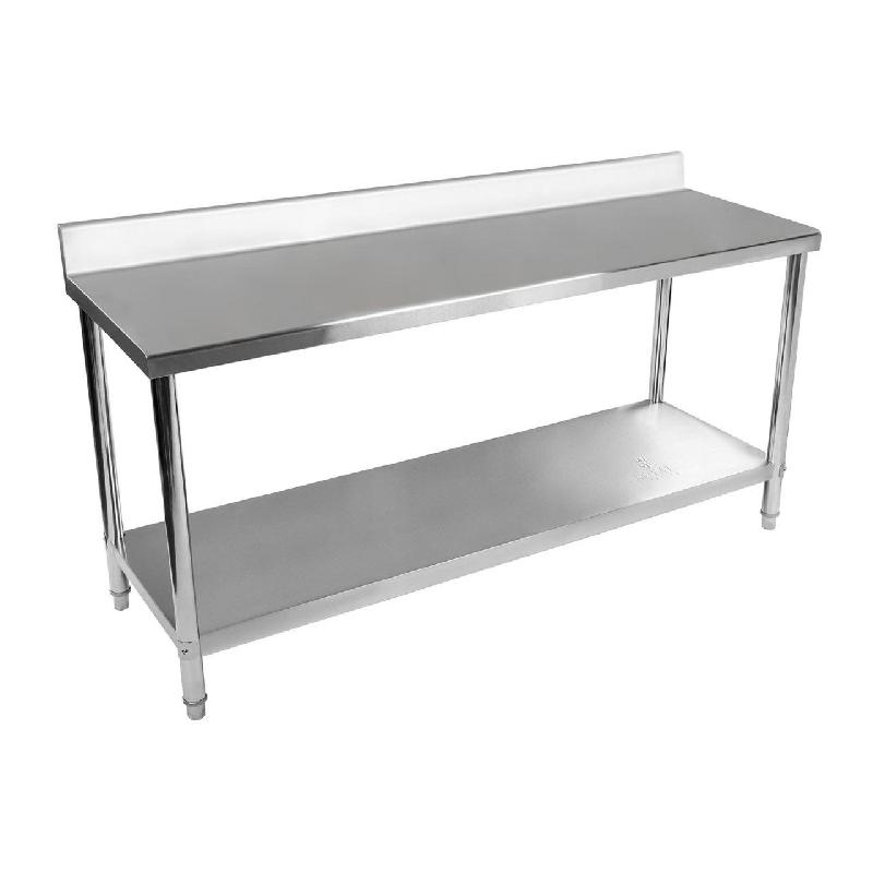 TABLE DE TRAVAIL INOX AVEC DOSSERET 200 X 60 CM CAPACITÉ DE 195 KG 14_0003705_0