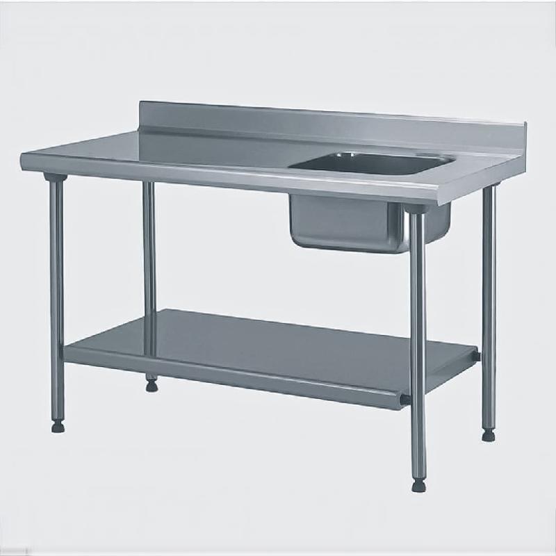 Table du chef TS 15N soudée sans robinet à dosseret + étagère bac à droite largeur 700 mm (Longueur, mm: 1000 Réf-424761-44)_0
