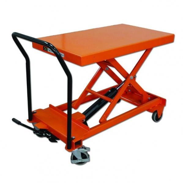 Table élévatrice manuelle surbaissée - Charge 500 kg - 4 roues et poignée intégrée_0