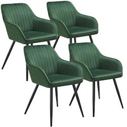 TecTake GmbH tectake Lot 4 chaises de salle à manger en velours matelassées vert foncé -405741 - vert acier 405741_0