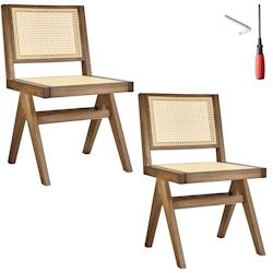 TecTake GmbH tectake Lot 2 chaises en bois avec cannage viennois design rétro chêne clair - 405905 - beige Bois massif 405905_0