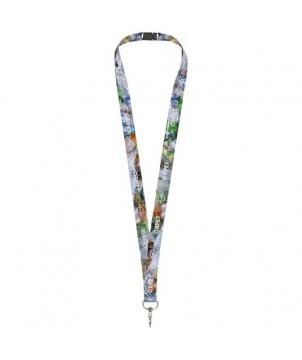 TOUR DE COU ADDIE EN PET RECYCLÉ AVEC SUBLIMATION DOUBLE FACE 20 MM 20 MM BLANC 20 MM BLANC - TOUR DE COU PERSONNALISÉ
