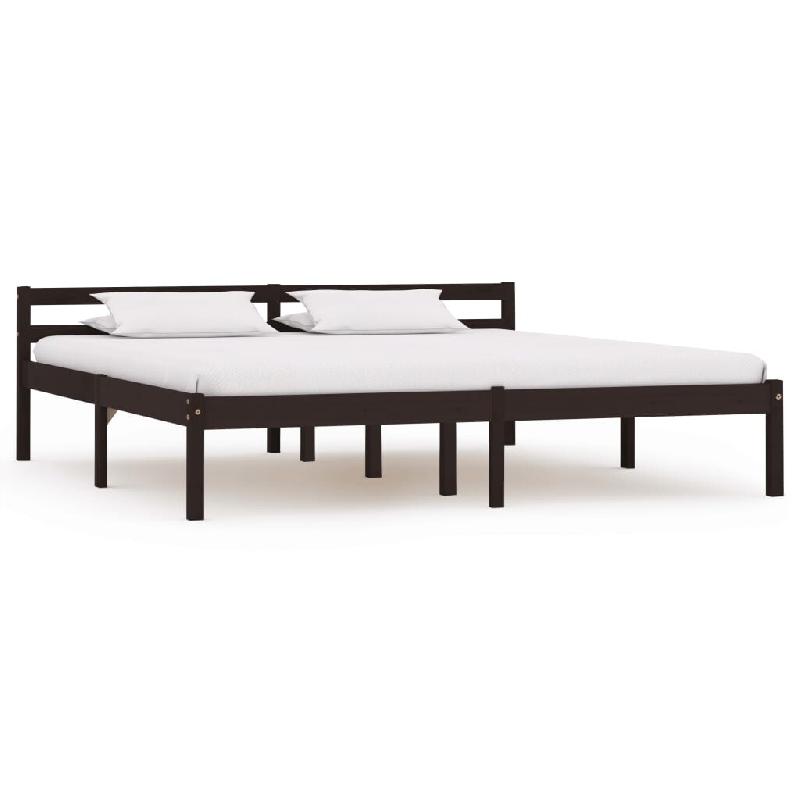 VidaXL Cadre de lit sans matelas marron foncé pin massif 160x200 cm Modèle Fervessal - 283206_0