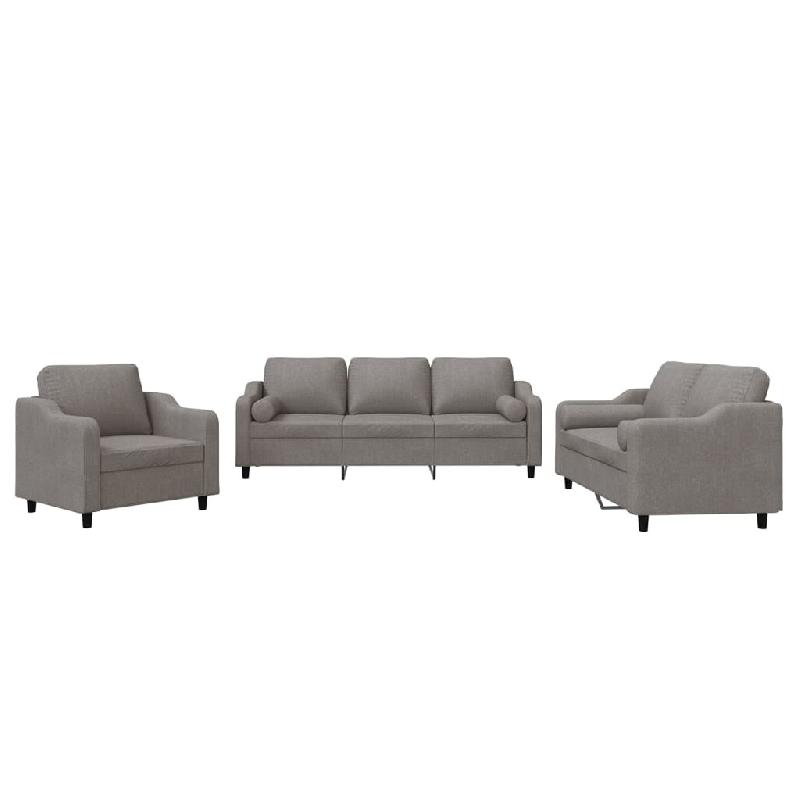 VidaXL Ensemble de canapés 3 pcs avec coussins taupe tissu Modèle Helios Industriel - 3201793_0
