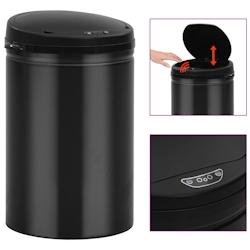 VidaXL Poubelle à Capteur Automatique 30 L Acier Au Carbone Noir - noir 322698_0