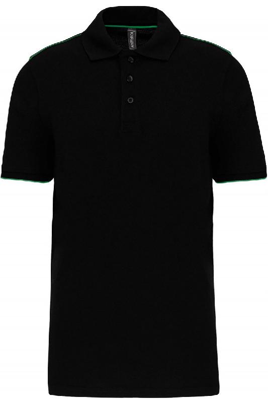 WK Designed To Work Polo DayToDay contrasté manches courtes homme Black / Kelly Green M 65% Polyester | 35% Coton - M 3663938183183_0