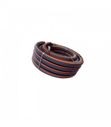 Ø90 Quattroflex - Gaine en polyéthylène noire à bandes rouges pour protection et passage de conduits électriques enterrés - 50m_0
