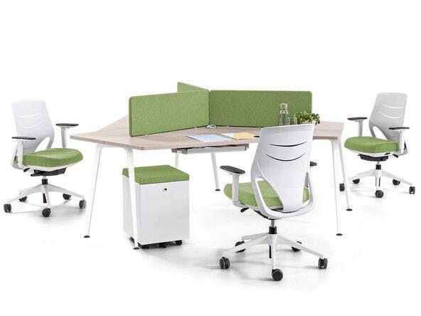 Bureau bench 3 personnes original avec panneaux en tissu_0