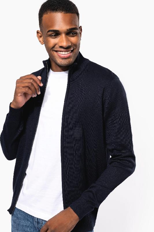 Cardigan zippé homme - Kariban - Réf: K961 - 50% coton, 50% acrylique - Col cheminée, coupe ajustée_0