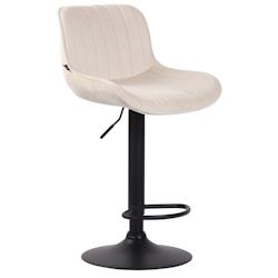 Décoshop26 - Tabouret de bar chaise haute x1 en velours crème coutures verticales support en métal noir 10_0005111 - noir 3000252466156_0