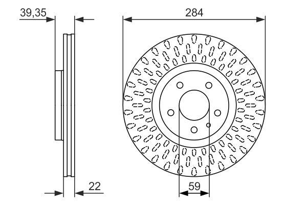 Disque de frein Bosch 0986479588 - ventilé - 5 trous - pour montage avant_0