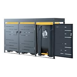 Helloshop26 - Cache poubelle extérieur acier galvanisé 122 x 196 x 80 cm 03_0006692 - 3001837747769_0