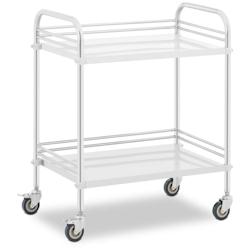 Helloshop26 - Chariot médical cuisine inox 2 tablettes de 63 x 40 x 12,5 cm 20 kg acier inoxydable argenté 14_0008630 - 3000221201078_0