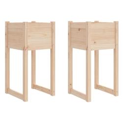 Helloshop26 - Jardinière bac lit surélevé plantes fleurs jardin terrasses lot de 2 40 x 40 x 81 cm bois massif de pin marron 02_0038969 - 300021795_0