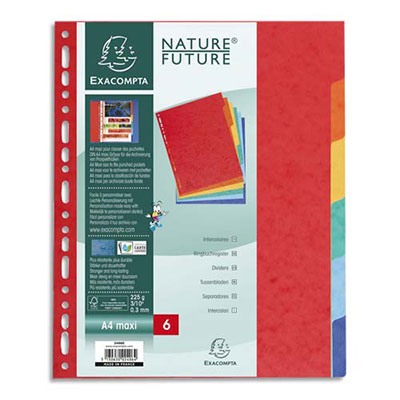 INTERCALAIRES TOUCHES NEUTRES EXACOMPTA - CARTE 400G - A4 - 6 POSITIONS - COLORIS ASSORTIS