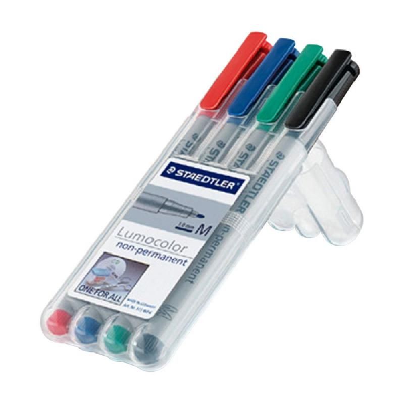 LUMOCOLOR FEUTRE LUMOCOLOR 315 NON PERMANENT STAEDTLER  - CAPUCHON - 1 MM - POCHETTE 4 COULEURS