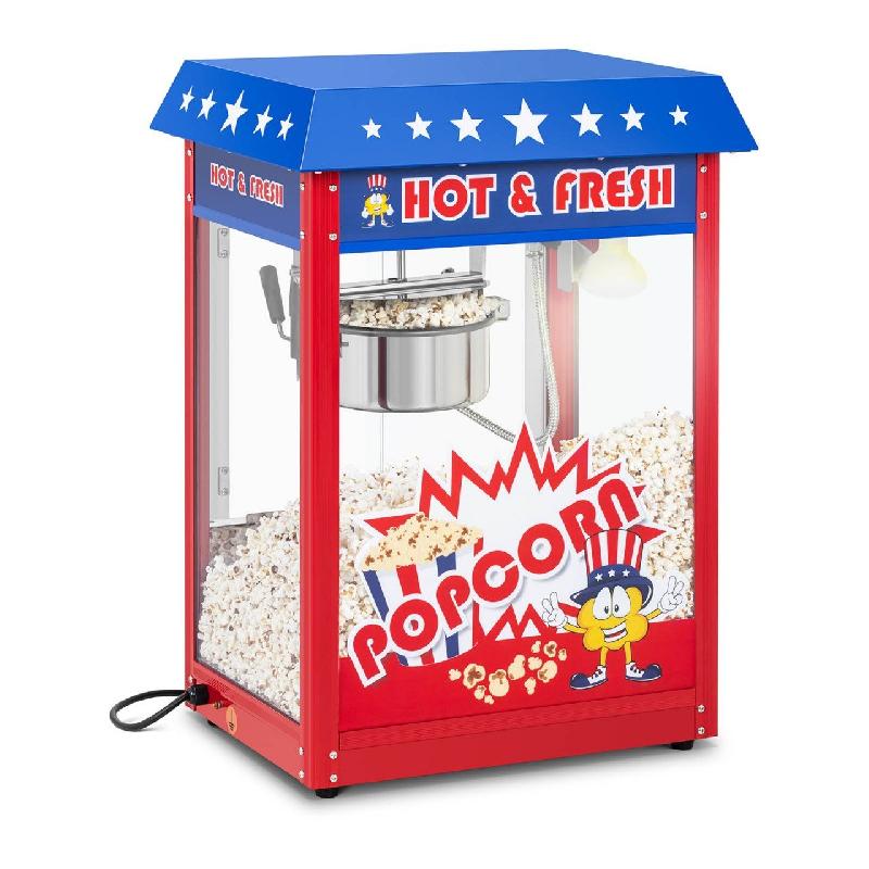 Machine à pop-corn - Design américain - Acier inoxydable - 1600W - 5 à 6 kg/h - Réf 14_0002335_0