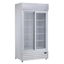 METRO Professional Réfrigérateur double porte vitrée GSC3800, plastique/verre/tôle de zinc, 100x73x201.8cm, 690L, froid ventilé, 510W, blanc - mu_0