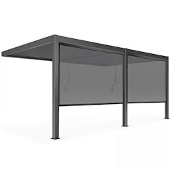 Oviala Business Pergola bioclimatique adossée 3x6m et 2 Stores 2,66 x 2,34m - gris aluminium 109347_0