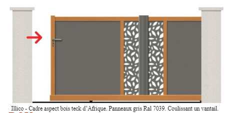 Portail coulissant à rail Illico - simple vantail, droit, plein, en aluminium - motorisable avec serrure encastrée_0