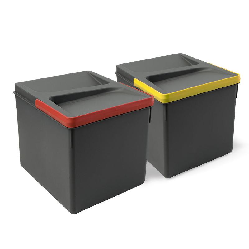 Poubelles pour tiroir de cuisine Recycle - 2 x 12 litres - Hauteur 216 mm - Gris anthracite_0