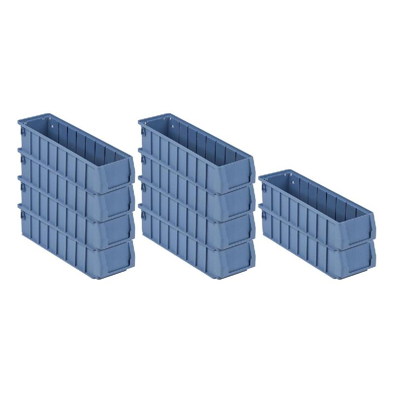 PROREGAL 10x Bac à étagères 400 SN avec étiquette & capot de protection | HxLxP 9x11,7x40cm, 2,7L | Bac à bec - bleu plastique RMK36-04_0