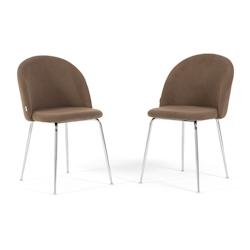 RATTATAN Lot de 2 chaises d’intérieur en velours côtelé avec pieds en métal, rembourrées pour cuisine, salle à manger, bar ou restaurant – S_0