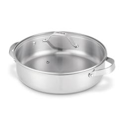 Sauteuse 2 anses Cicla avec couvercle en verre 28 cm en acier inoxydable recyclé -  Argent Rond Inox Beka 37.5x cm - 3458160004944_0