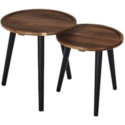 Table gigogne ronde en acacia (Lot de 2) The Home Deco Factory - noir 3664944612629_0