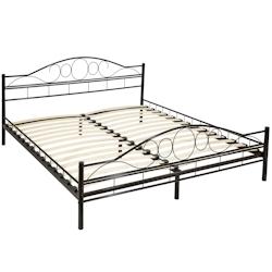 Tectake Lit design romantique avec sommier 200 x 180 cm noir/noir - 404516 - noir acier 404516_0