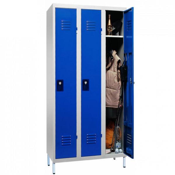 Vestiaire monobloc industrie propre - 3 cases sur pieds avec ventilation optimale - Rolléco_0