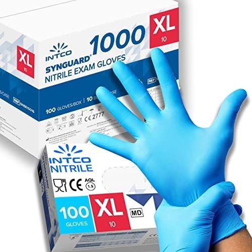 Lot de 1000 gants en nitrile - sans poudre, sans latex, hypoallergénique - taille XL - certifiés CE et adaptés au contact alimentaire_0