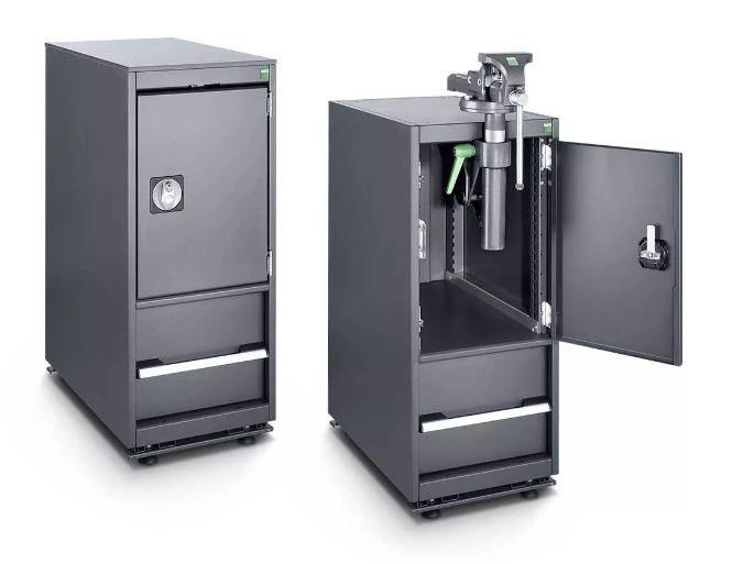 Armoire de montage avec étau pliant en acier forgé - Réglable en hauteur 240 mm - Largeur de mâchoire 125 mm_0
