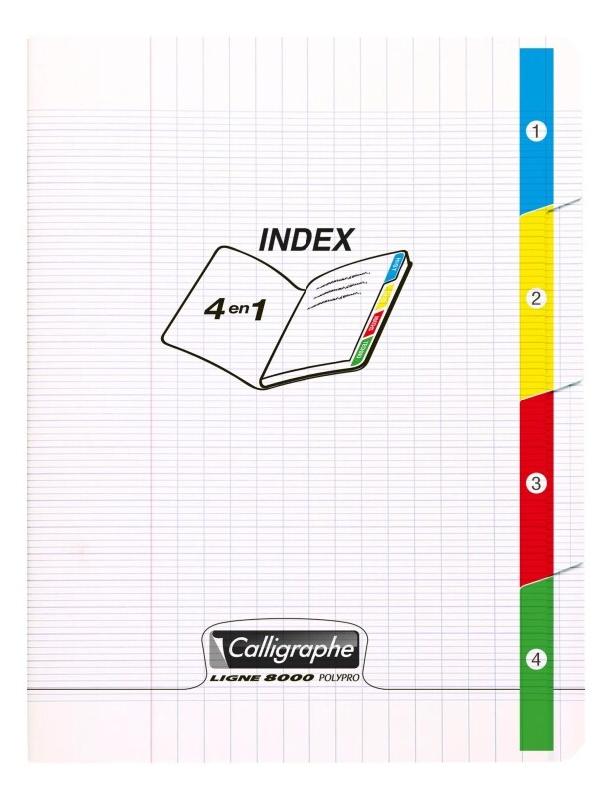 Calligraphe Lot de 10 Cahier Ligne 8000 17x22, 96p./48 feuilles 90 g/m² piquées, 4 index, couv. PP incolore, Séyès - 3210330182155_0