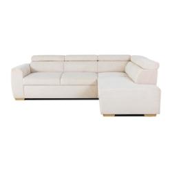 Canapé d'angle convertible réversible - 4/5 places - KELIO - Velours côtelé beige - 245 x 184 x 77/87cm - 5945827065915_0