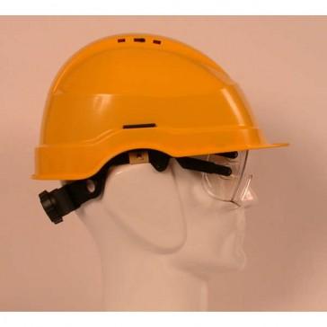 Casque de chantier IRIS 2 jaune - aérations BTP - coiffe textile et serre-nuque à crémaillère_0