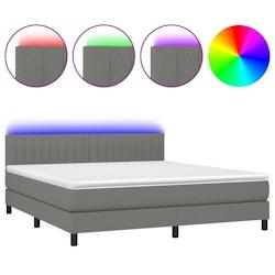 Décoshop26 - Lit LED avec sommier, tête de lit réglable et matelas 180x200 cm en tissu gris foncé - TDL0208322 - gris_0