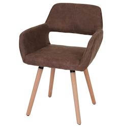 Décoshop26 - Chaise de salle à manger bureau visiteur design rétro en tissu marron pied en bois clair 04_0002152 - marron 3000253632697_0