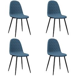 Décoshop26 - Set de 4 chaises de salle à manger coutures en losange en tissu velours bleu et métal noir DEC025612 - bleu 3000255346684_0