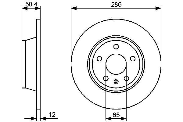 Disque de frein Bosch 0986479465 - arrière - plein - boîte de 2 disques - 5 trous - épaisseur 12 mm_0