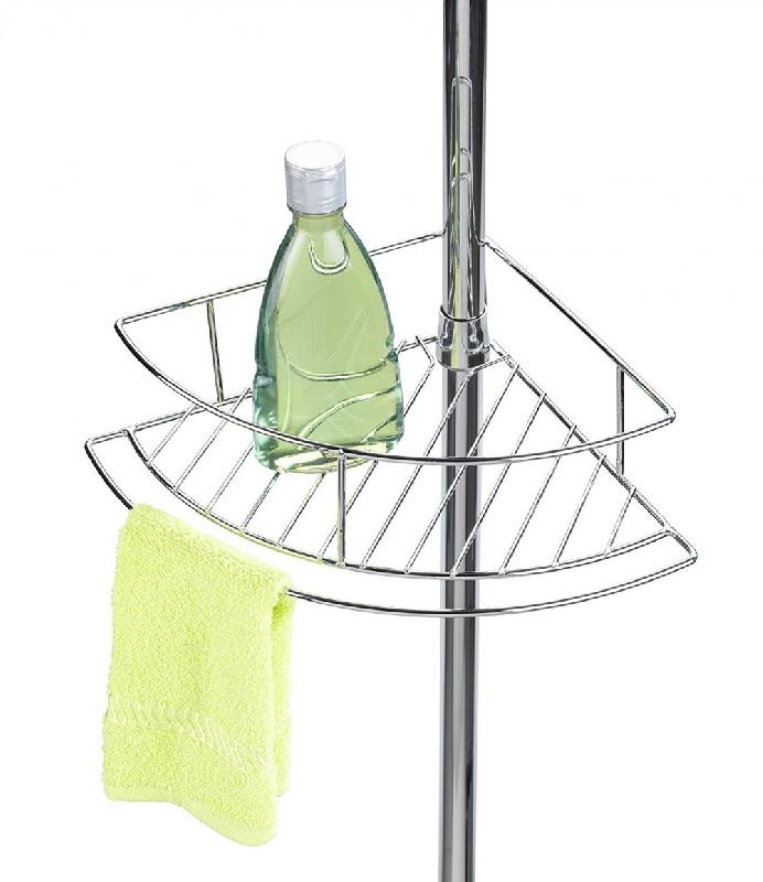 Étagère de bain/douche d'angle à poser - chromé brillant - extensible de 65 cm à 275 cm_0