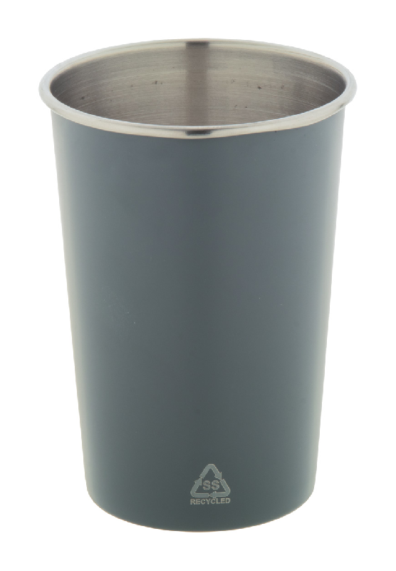 Gobelet publicitaire - simple paroi en acier recyclé - 350 ml - gris foncé_0