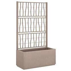 Helloshop26 - Jardinière bac lit surélevé plantes fleurs terrasse jardin avec treillis clair 80 x 36 x 140 cm PP marron 02_0038359 - 3000214196183_0