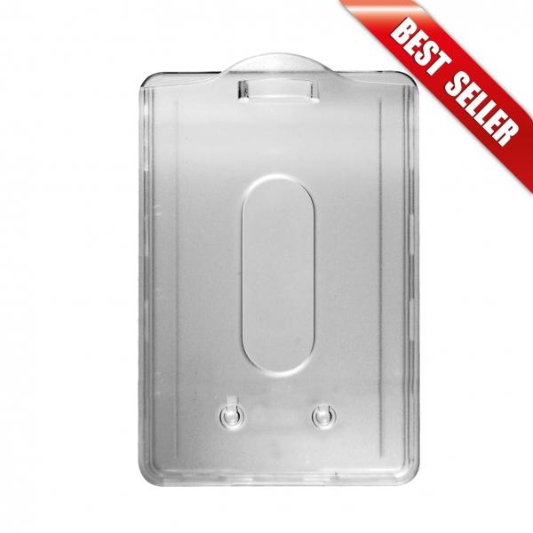 Porte-badge IDS78 Vertical - en polycarbonate cristal - transparent et très solide_0
