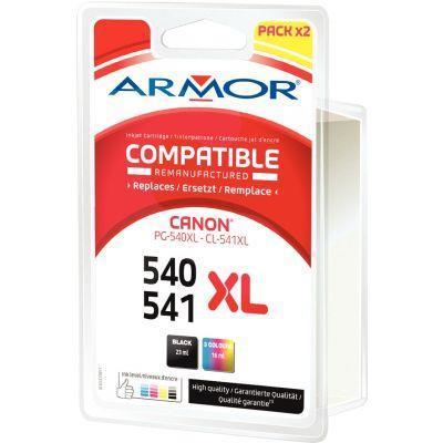 Lot de 2 cartouches d'encre compatibles Canon PG540/CL541 - Noir et couleurs haute capacité - Fabricant ARMOR_0