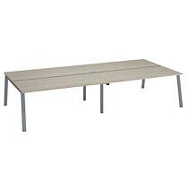 Pôle de 4 bureaux droits chêne gris L 180 x P 80 cm, piétement métal aluminium - Arch_0