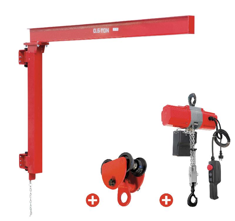 Potence murale 500 kg avec palan électrique à chaîne 3 m et chariot roulant MW Tools PHM500SET2_0