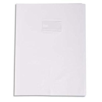 PROTÈGE-CAHIER CALLIGRAPHE PVC OPAQUE GRAIN CUIR - 20/100ÈME AVEC PORTE-ÉTIQUETTE - 17X22 - BLANC